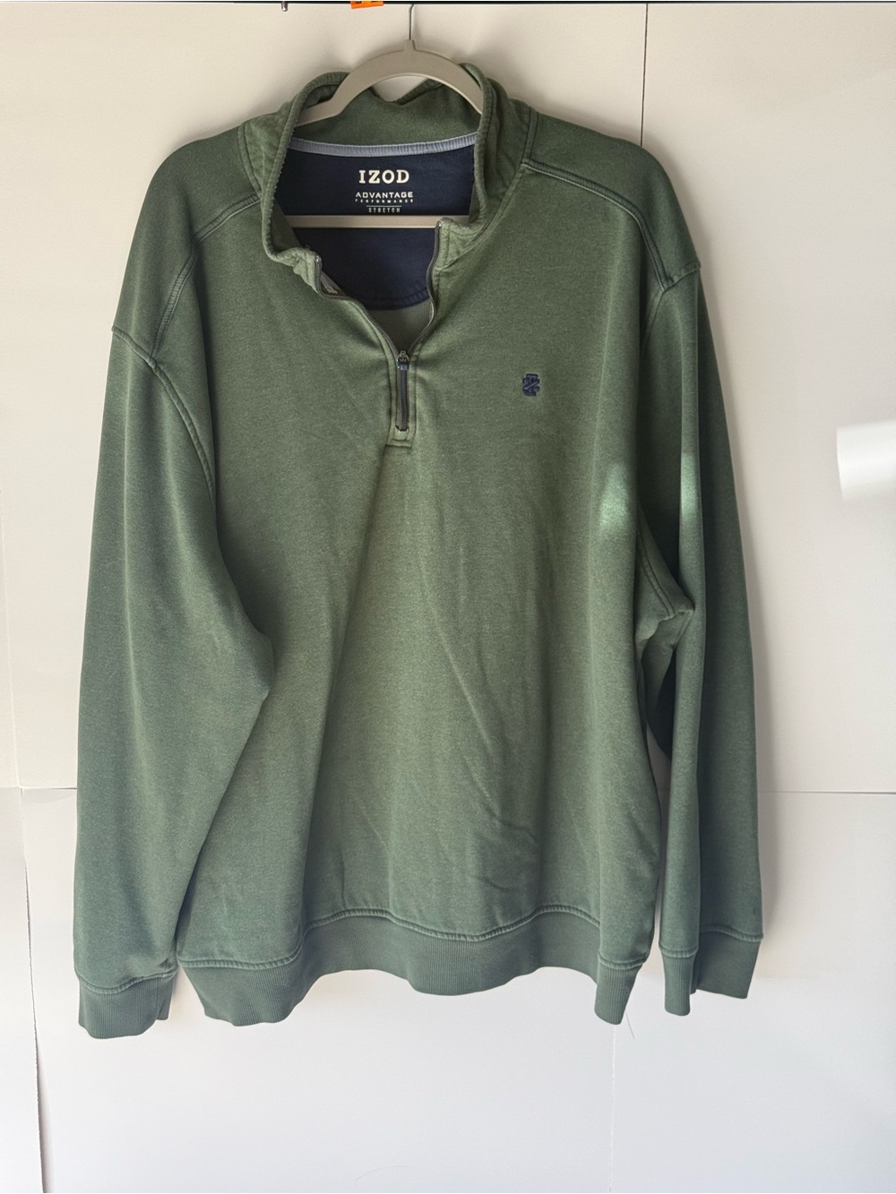 IZOD Advantage Performance Men's 3XL Green Stretch QuarterZip Mock Neck Pullover